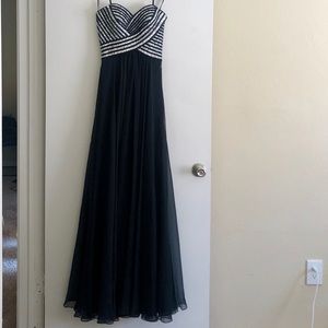 Long bodice sequined Chiffon Dress